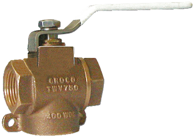 Groco TWV500 Bronze 3-Way Full Flow Valve 1/2 Inch NPT