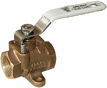 Groco FV-375 Bronze Full-Flow Fuel Valve with Stainless Steel Handle
