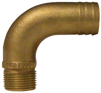 Groco FFC-1250 Bronze Full Flow 90 Degree Pipe to Hose Adapter 1-1/4" NPT