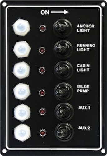 SeaSense 50031286 6 Gang LED Toggle Switch Panel 12V 40 Amp