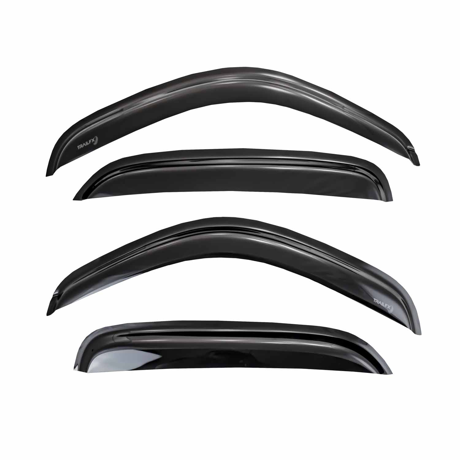 TrailFX 4806H Low Profile Tape-On Window Visor Set - Smoke Acrylic 4-Piece