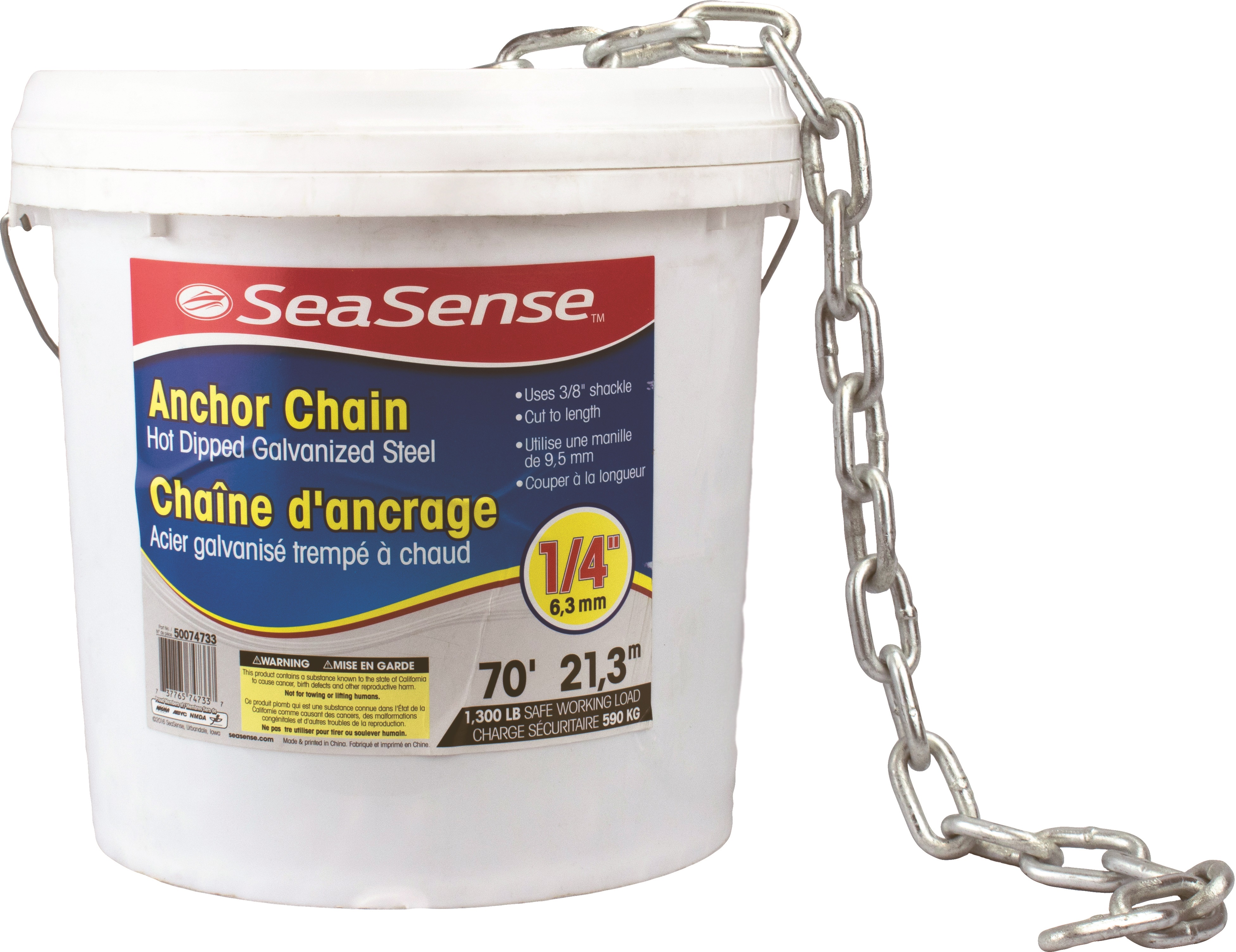 SeaSense 50074733 Anchor Chain (1/4" X 70') Galvanized
