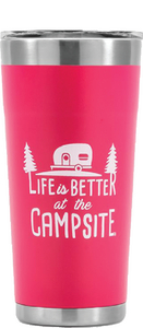 Camco 53061 Life Is Better At The Campsite Tumbler, Painted Coral Pink, 20oz