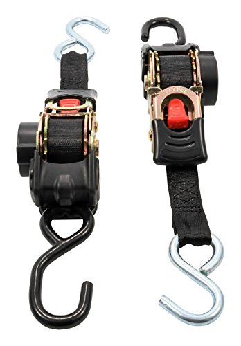 Camco 50033 CAMCO TIE DOWN STRAPS 1" WIDTH RETRACTABLE 6" DUAL HOOKS