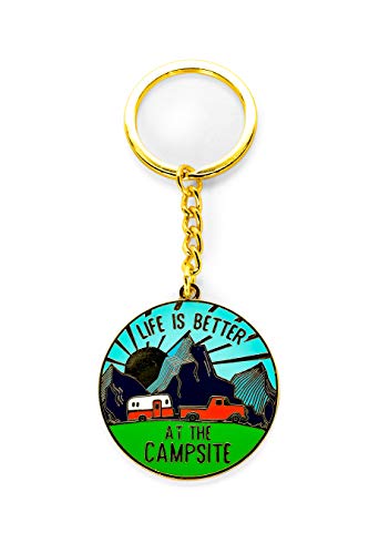 Camco 53289 Life Is Better At The Campsite Sunrise Keychain-Gold Ring For Car Fobs And Keys
