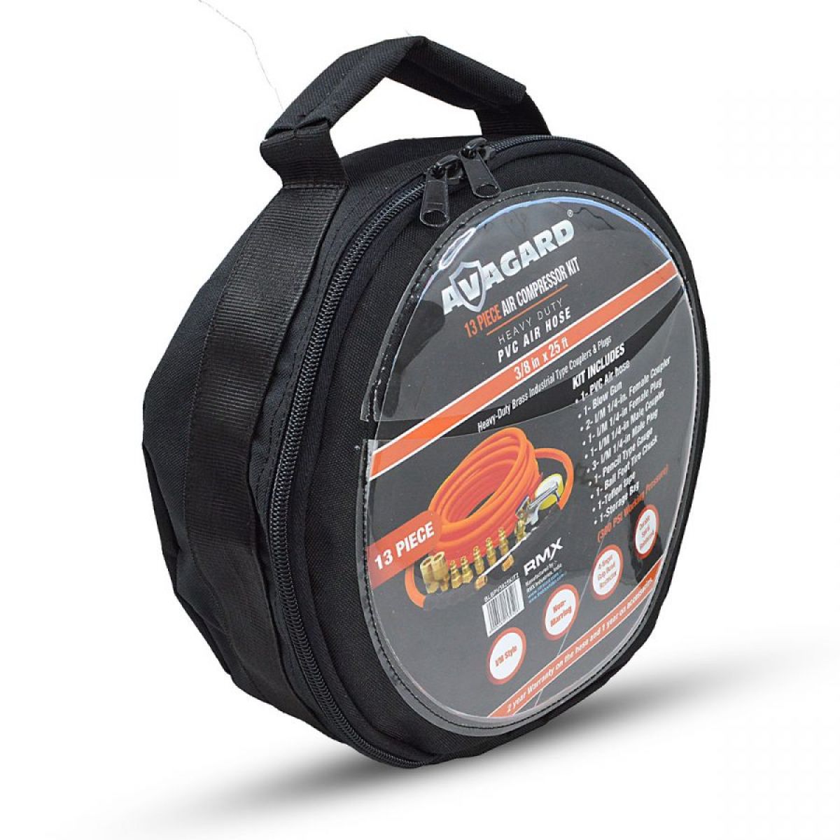 Avagard AVGPV3825KIT-9 PVC Air Hose Assembly 3/8" x 25' with 9-Piece Steel Accessory Kit