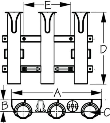 Sea-Dog Line 325033-1 Triple Threat Three Pole Rod Holder - Black