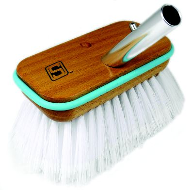 Seachoice QYM0106-WSTIFF Deck Brush with Bumper Wood Handle Stiff Bristle 6 Inch