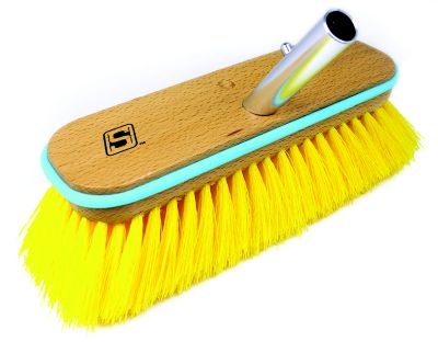 Seachoice QYM0610-YM Deck Brush with Bumper Wood Medium 10 Inch