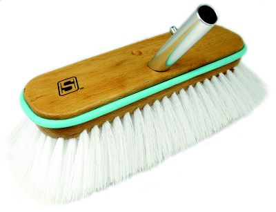 Seachoice QYM0210-WSTIFF 10" Deck Brush with Bumper Wood Handle Stiff Bristles
