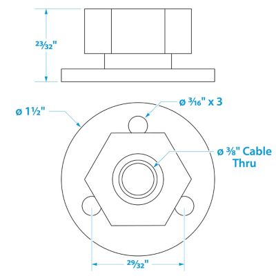 Seachoice 50-10031 Watertight Cable Outlet 3/8 Inch Chrome Plated Brass